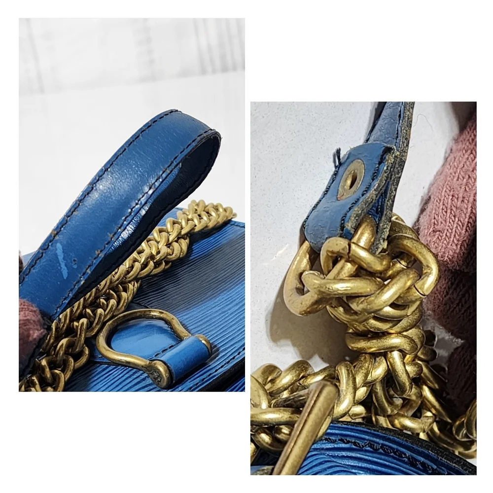 LOUIS VUITTON Epi Saint Cloud GM Shoulder Bag Blue